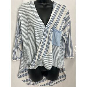 Anthropologie Holding Horses Hi Low Top Asymmetrical Striped Blue White S Coast